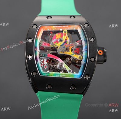 New Arrival Richard Mille RM68-01 Cyril Kongo Ceramic Replica Watch Green Rubber Strap